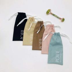 Custom Colorful Cotton Linen Gift Scraping Device Packaging Bag Logo Printed Drawstring Makeup Jewelry Cotton Pouch