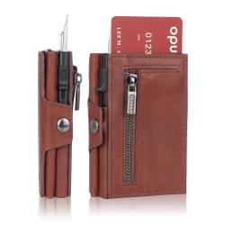 Wholesale Customized Color Material Logo Multifunctional Slim Red Leather Metal Card Holder Mens Wallet Rfid