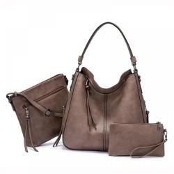 Realer Wholesale PU leather hobo tote bag sets lady shoulder crossbody bag Pocketbook large capacity women purses and handbags