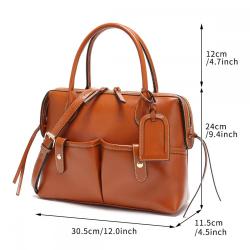 Retro oil wax soft PU leather high-capacity crossbody bags women's tote bag handbags