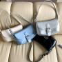 New Fashion Vintage Pu Leather Ladies Handbag Denim Blue Tote Bag Blue Lock Trim Shoulder Bag For Women