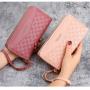 ZR872 Women's Wallet Long Handbag PU Double-layer Zipper Coins Wallet Purse Stylish Contrast Color Mobile Phone Bag Card Holder