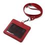 Office Used Horizontal ID Card Name Tag Badge Holder With PU Leather Lanyard