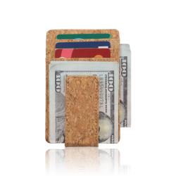 Custom Cork Leather Credit Card Holder Wallet Slim RFID Blocking Magnetic Card Holder