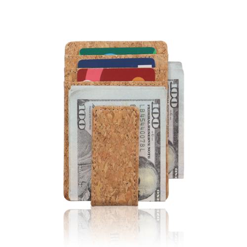 Custom Cork Leather Credit Card Holder Wallet Slim RFID Blocking Magnetic Card Holder