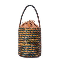 2024 European and American Style Personalized Round Split Leather Braided Bucket Bag For Women Trendy Ladies Bucket Bags