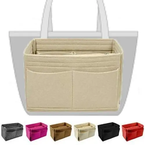 Whole sale custom multifunctional tote bag organiser handbag felt case inner felt bag organizer