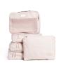 Custom Rip Stop Polyester Luggage Fold Suitcase Light Pink Storage Bag Organizers with Shoe Bag 5 Pieces Packing Cube Set
