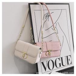 2024 New Simple Fashion Women's Bag Handbag Small Square Bag Retro Crocodile Pattern Niche Ladies Shoulder Armpit Bag