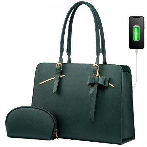 LOVEVOOK Fashion Modern Business Office Work Bag Waterproof PU Leather 15.6 Inch Computer Laptop Tote Bag for Women