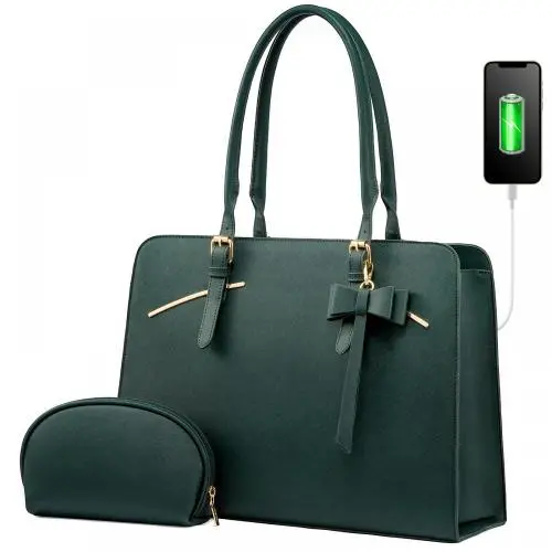 LOVEVOOK Fashion Modern Business Office Work Bag Waterproof PU Leather 15.6 Inch Computer Laptop Tote Bag for Women