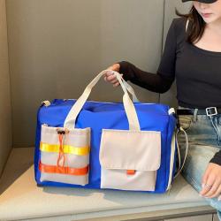 HR045 Unisex Duffel Travel Swimming Bag Oxford Contrasting Colors Sports Luggage Bag One Shoulder Crossbody Portable Fitness Bag