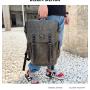 College Retro Flip Backpack Leather British Style Large Capacity High School Backpack