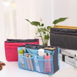 Gelory Wholesale Multifunctional Storage Bag Two Zipper Multi-Layer Cosmetic Bag Organizer Insert Handbag