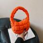 Embroidery Handbag Women'S New Candy Color Chain Shoulder Bag Pleated Cloud Crossbody Bag