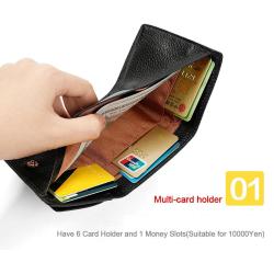 ZF233  Women Wallet Genuine Leather Head Layer Cowhide Anti-theft Brush Vertical Card Bag Short Trifold Money Clip