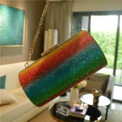 New Rainbow Diamond Dinner Bag Diagonal Straddle Bag for Women