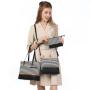 Lovevook wholesale custom logo 3 in 1 set crossbody bag popular PU leather canvas ladies tote bags 2024 women purse handbag sets