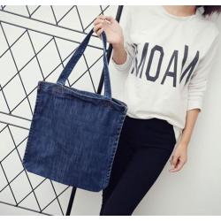 South Korea Women's Large Capacity Denim Hand-Painted Bag Joker Style with Two Handles Fashionable Mother Bag Wholesale