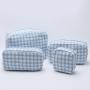 Keymay NO MOQ Multi Colors Quilted Makeup Bag Portable Plaid Toiletry Organizer Skincare DIY Pearl Patch Bag Tweed Cosmetic Bag