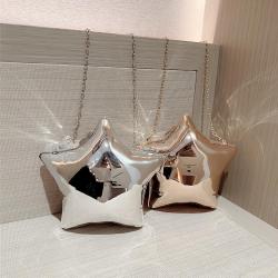 Hot girl super star clutch bag evening bags metal star shape shiny clutch purse bag with chain for women