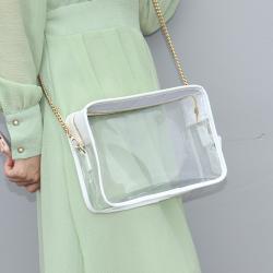 Keymay Custom High Quality Large Capacity Transparent Waterproof Stadium Approved Clear Stadium Bags Clear PVC Crossbody Bag