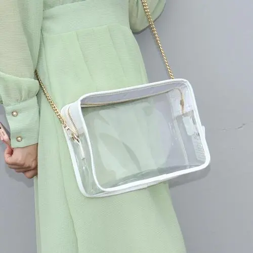 Keymay Custom High Quality Large Capacity Transparent Waterproof Stadium Approved Clear Stadium Bags Clear PVC Crossbody Bag