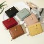 Short large capacity multi slot solid color wallet for women