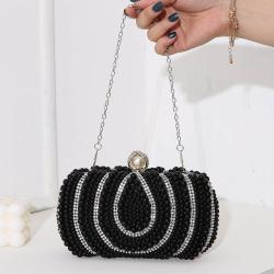 Customized Product Hand Made Pearl Inlay Evening bag White Temperament Women Handbag