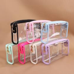 Keymay Stock Multi Colors TSA Approved Toiletry Bag Clear Travel Bags With Snap Zipper Case Organizer Storage Clear Cosmetic Bag