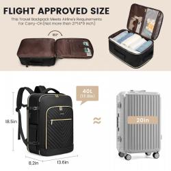 LOVEVOOK quilted high quality carry on 17in laptop backpack hiking notebook school bag large 40L flight approved travel backpack