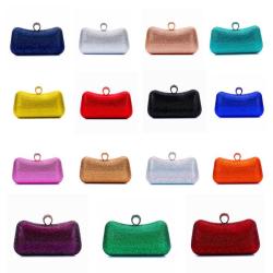 Factory wholesale chain ladies shoulder bags metal box rhinestone purse blue clutch evening bag green crystal bag women handbags pochette femme