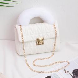 New Fashion Cheap Woman Handbag Custom Wholesale Plush Chain-lock Mini Handbag One-shoulder Cross-body Personality Lady Bag