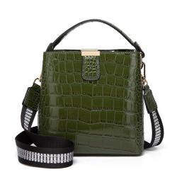 2024 Wholesale Crocodile PU Leather Shoulder Bucket Hand Bag For Ladies Women