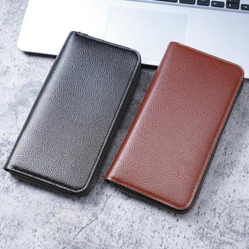 Custom logo Black Long Zipper Purses for Men PU Leather Wallet Women sac tendance 2024 carteras para mujer
