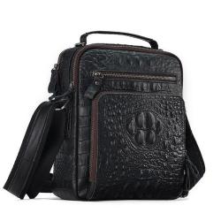 Alligator Pattern Leather Messenger Bag for Men Retro Man Purse Crossbody Satchel Shoulder Bags for Work Business