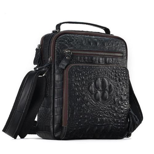 Alligator Pattern Leather Messenger Bag for Men Retro Man Purse Crossbody Satchel Shoulder Bags for Work Business