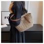 2024 Single Shoulder Women Holiday Beach Straw Bag Tote Bag Portable Vegetable Basket Fashion Large Capacity Woven Bag