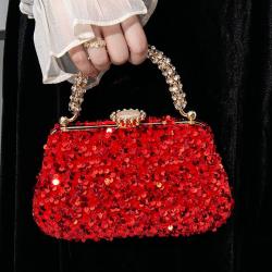 Sequins clutch bags banquet diamond handbag small square bag Retro 2024 new fashion female evening bag