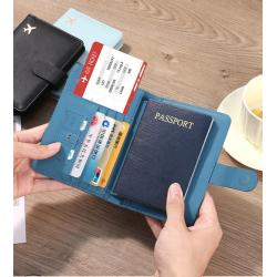 HR577 PU Leather Passport Holders Bag RFID Multi Card Slot Multifunctional Passport Business Certificate Handheld Passport Case