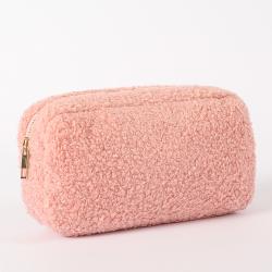 Stock Multi Color Cute Fluffy Storage Bag Makeup Pouch Pink Polar Fleece Plush Comfortable Fur Cosmetic bag