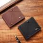 Men's Casual Soft Wallet New Young Multi-Card Three-Fold Horizontal Waterproof Open Closure Type