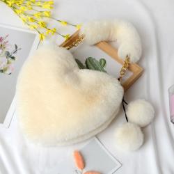 Wholesale Purses Winter Heart Shaped Handbags Faux Fur Handbags For Women