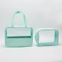 Wholesale Solid PVC Portable Travel  Low MOQ Cosmetic Bag Pouch Transparent Cosmetic Clear Makeup Bag