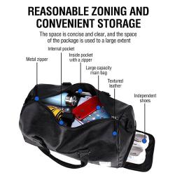 Luxury PU Leather Sport Gym Bag for Men Fashion Designer Wet Dry Overnight Weekender Tote Portable Luggage Duffle Travel Bag
