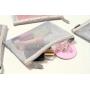 Fashion Nylon Silver Mesh Makeup Bag Ladies Cosmetic Bag Womens Travel Toiletry Pouch
