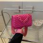 2024 New Small Square Diamond Lattice Bag Pu Solid Zipper Fashion Single Shoulder Messenger Bag With Chain Ladies Handbag
