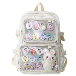 Wholesale custom college nylon tote Ita bag with clear PVC window pink Itabag school backpack