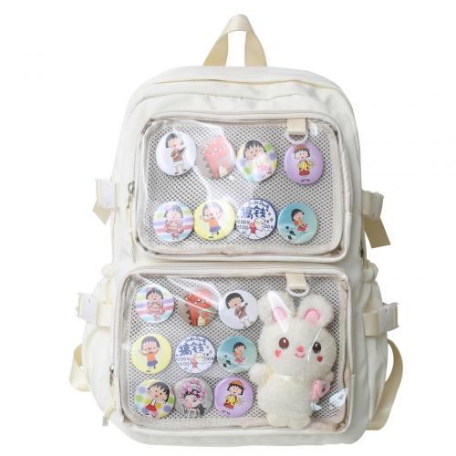 Wholesale custom college nylon tote Ita bag with clear PVC window pink Itabag school backpack