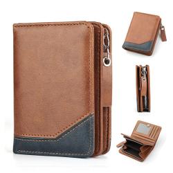 ZWY272 Wholesale Men Vintage Short Wallet New PU Multi-card Waterproof Money Clip Daily Lightweight Practical Zipper Card Case